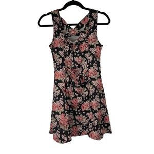 Band of Gypsies Black Pink Floral 90s Style Mini Dress‎ XS